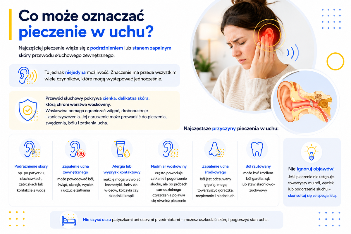 Pieczenie w uchu – możliwe przyczyny od alergii po infekcje